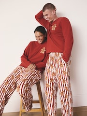 Red Gingerbread Matching Family Christmas Cosy Long Sleeve Pyjamas - Image 4 of 10