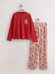 Red Gingerbread Matching Family Christmas Cosy Long Sleeve Pyjamas - Image 8 of 10
