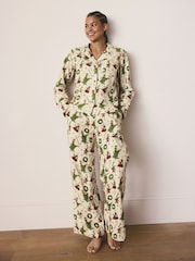 Cream The Grinch Matching Family Christmas Button Through Pyjamas - Image 1 of 5