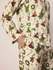 Cream The Grinch Matching Family Christmas Button Through Pyjamas - Image 4 of 5