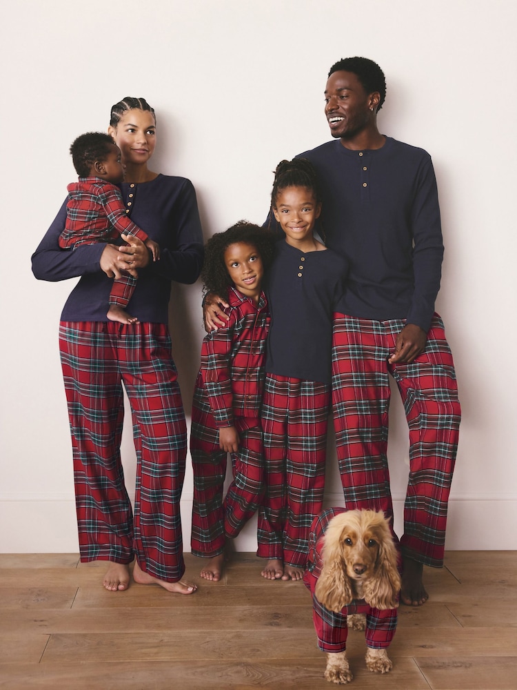 Buy Red Tartan Matching Family Christmas Long Sleeve Pyjamas from