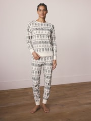 Black/White Hamish The Highland Cow Matching Family Christmas Long Sleeve Pyjamas - Image 1 of 3