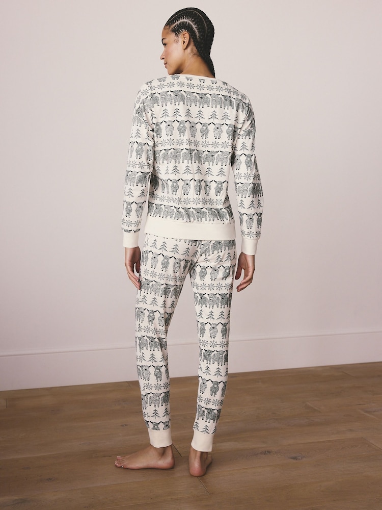 Black/White Hamish The Highland Cow Matching Family Christmas Long Sleeve Pyjamas - Image 2 of 3