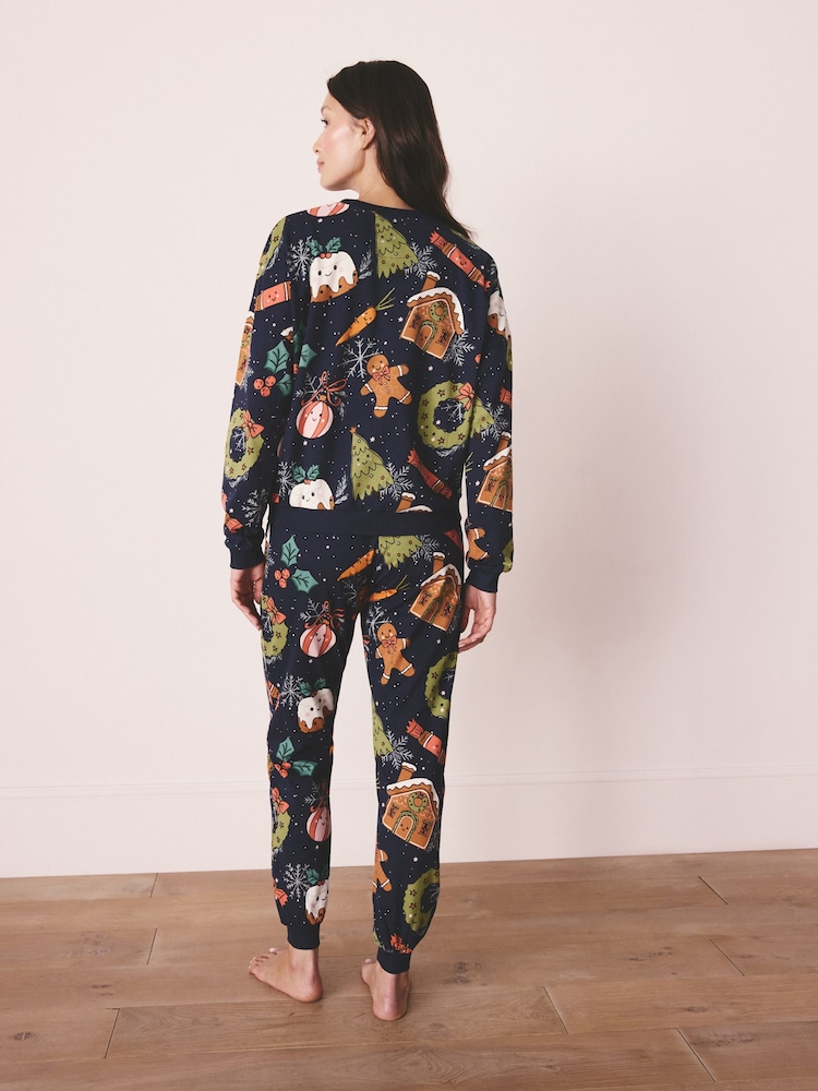 Navy Pudding Matching Family Christmas Long Sleeve Pyjamas - Image 2 of 3 Navy Pudding Matching Family Christmas Long Sleeve Pyjamas - Image 2 of 3