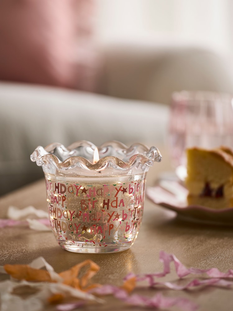 Vanilla & Cocoa Bean Happy Birthday Decorative Light Up Candle - Image 1 of 4