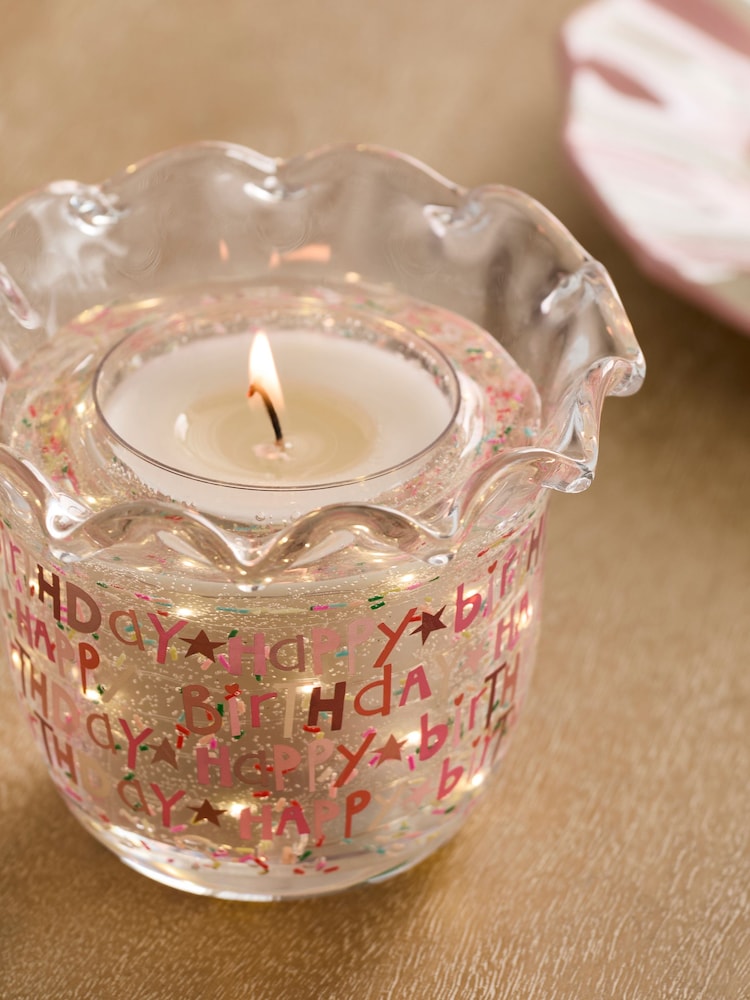 Vanilla & Cocoa Bean Happy Birthday Decorative Light Up Candle - Image 2 of 4