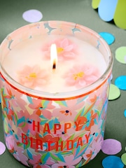 Orange Blossom Happy Birthday Floral Candle - Image 2 of 4