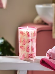 Dark Orchid & Patchouli Pink Animal Print Leopard Pillar Candle - Image 1 of 4