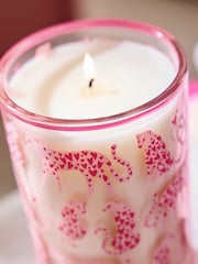Dark Orchid & Patchouli Pink Animal Print Leopard Pillar Candle - Image 3 of 4