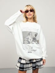 Ecru White Official Nirvana License Graphic Print Crewneck Sweatshirt - Image 1 of 8