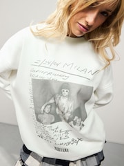Ecru White Official Nirvana License Graphic Print Crewneck Sweatshirt - Image 5 of 8