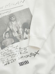 Ecru White Official Nirvana License Graphic Print Crewneck Sweatshirt - Image 7 of 8
