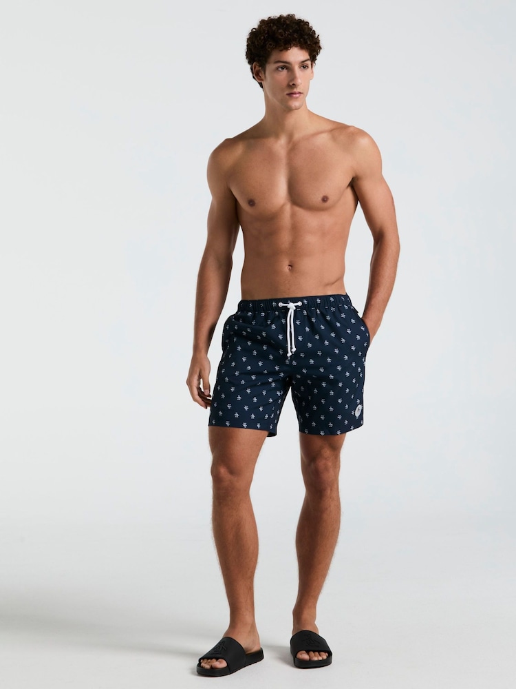 Original Penguin Blue All Over Print 100% Cotton Swim Short - Image 4 of 5