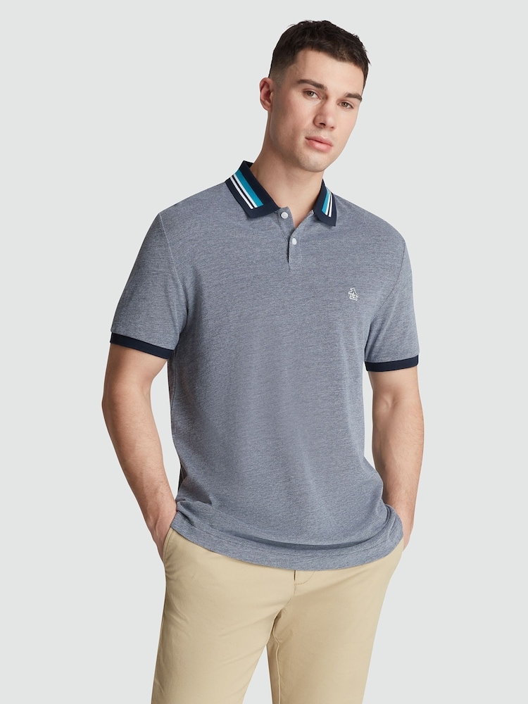 Original Penguin Blue Birdseye Pique 100% Cotton Polo Shirt - Image 1 of 5