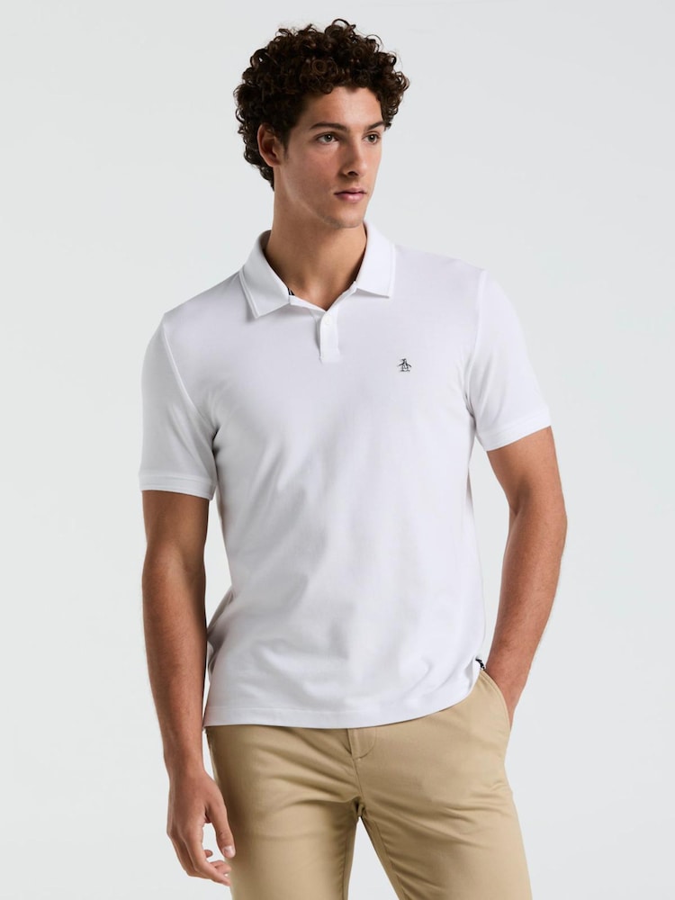 أبيض - Original Penguin Daddy Pique 100% Cotton Polo Shirt - صورة 1 من 5