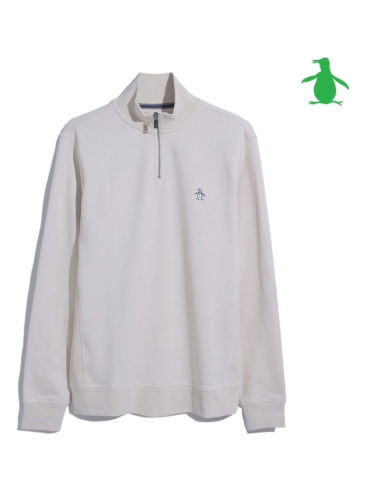 Original Penguin Natural 1/4 Zip 100% Cotton Sweatshirt - Image 4 of 4