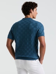 Синий - Original Penguin Natural Jacquard Sweater Polo Shirt - Image 2 of 5