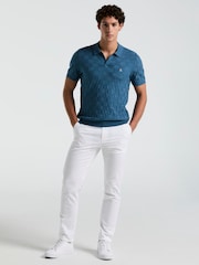 Синий - Original Penguin Natural Jacquard Sweater Polo Shirt - Image 3 of 5