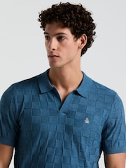 Синий - Original Penguin Natural Jacquard Sweater Polo Shirt - Image 4 of 5