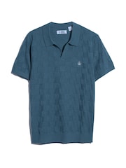 Синий - Original Penguin Natural Jacquard Sweater Polo Shirt - Image 5 of 5