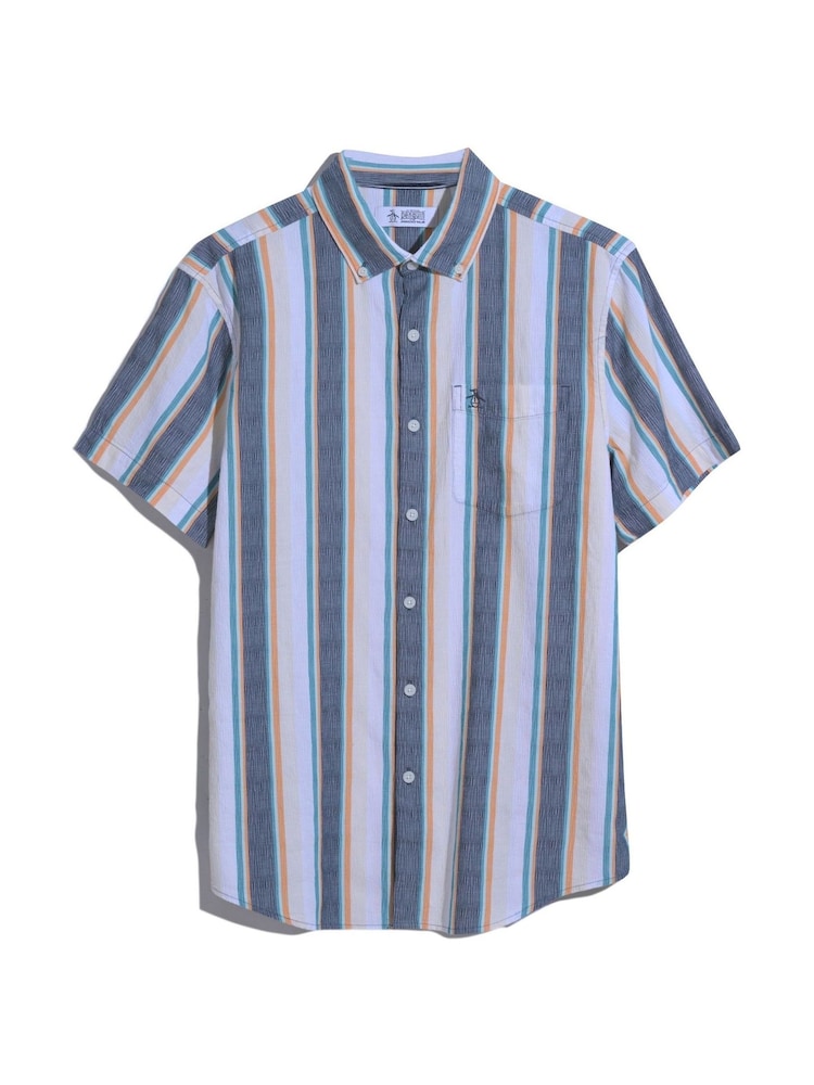 Original Penguin Blue Striped Crinkle Shirt - Image 5 of 5