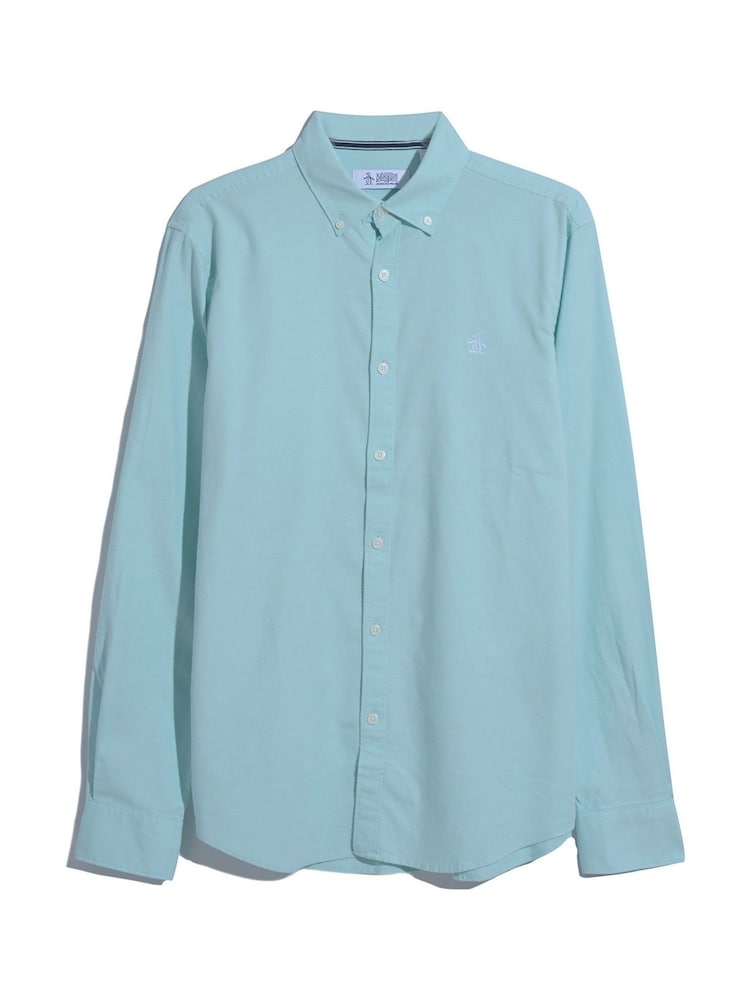 Original Penguin Blue Oxford Stretch Long Sleeve Shirt - Image 5 of 5