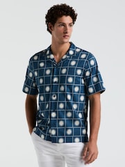 Original Penguin Blue Sun Print Short Sleeve 100% Cotton Shirt - Image 1 of 5