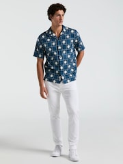 Original Penguin Blue Sun Print Short Sleeve 100% Cotton Shirt - Image 3 of 5
