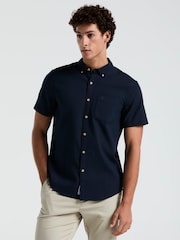 Original Penguin Textured Short Sleeve 100% Cotton White Shirt - Image 1 of 5