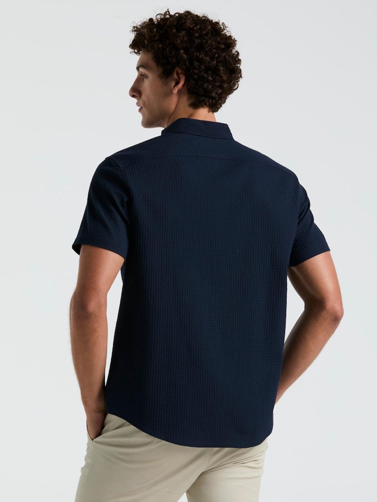 Original Penguin Textured Short Sleeve 100% Cotton White Shirt - Image 2 of 5