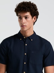 Original Penguin Textured Short Sleeve 100% Cotton White Shirt - Image 3 of 5