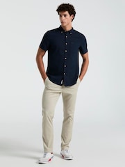 Original Penguin Textured Short Sleeve 100% Cotton White Shirt - Image 4 of 5