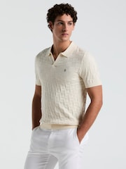 Бежевый - Original Penguin Natural Jacquard Sweater Polo Shirt - Image 1 of 5