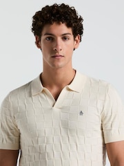 Бежевый - Original Penguin Natural Jacquard Sweater Polo Shirt - Image 4 of 5