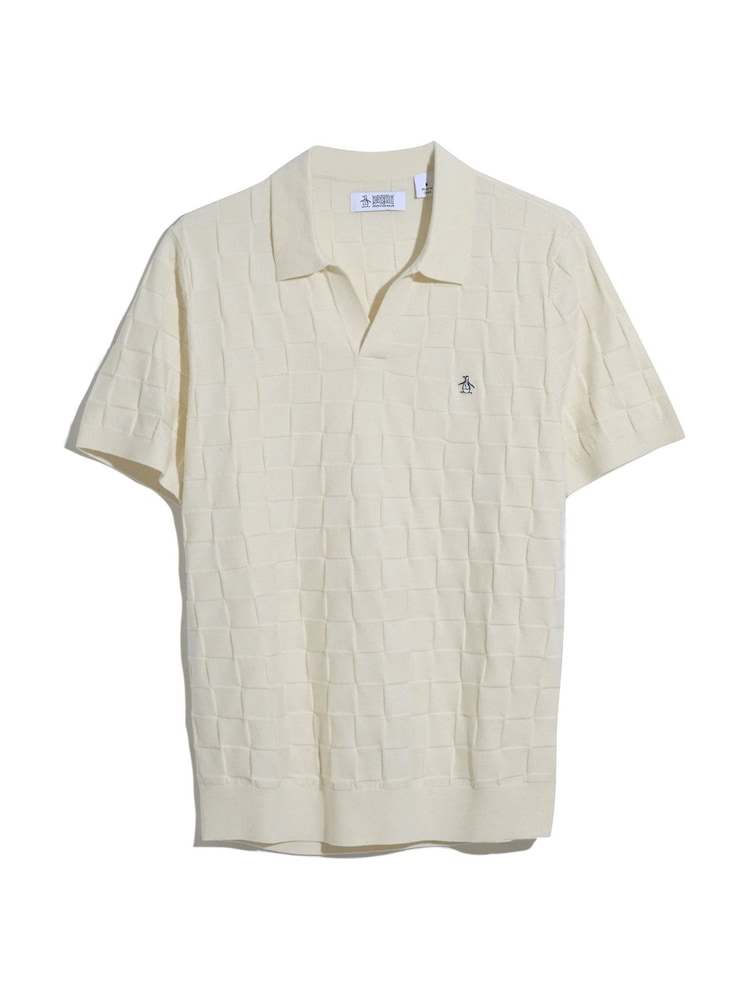 Бежевый - Original Penguin Natural Jacquard Sweater Polo Shirt - Image 5 of 5