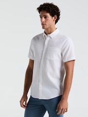 Original Penguin Textured Short Sleeve 100% Cotton White Shirt - Image 1 of 5