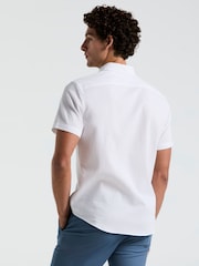 Original Penguin Textured Short Sleeve 100% Cotton White Shirt - Image 2 of 5