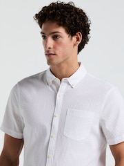 Original Penguin Textured Short Sleeve 100% Cotton White Shirt - Image 3 of 5
