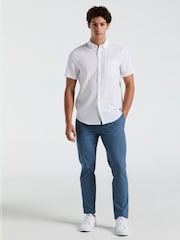 Original Penguin Textured Short Sleeve 100% Cotton White Shirt - Image 4 of 5
