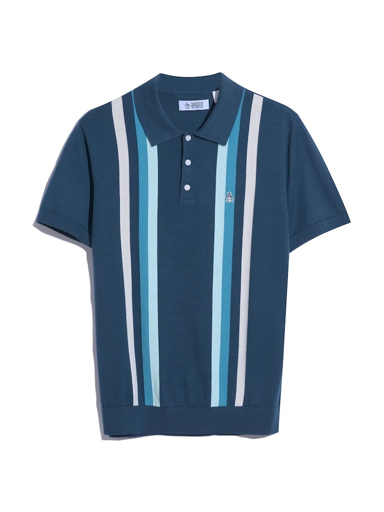 قميص بولو أزرق خطوط بالطول من Original Penguin - صورة 5 من 5