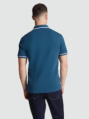 Original Penguin Blue Diamond Jacquard Front 100% Cotton Polo Shirt - Image 2 of 4
