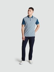 Original Penguin Blue Diamond Jacquard Front 100% Cotton Polo Shirt - Image 3 of 4