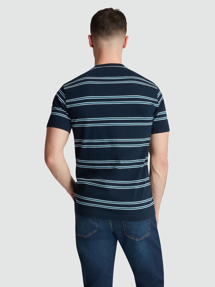 Original Penguin Blue Multi Stripe 100% Organic Cotton T-Shirt - Imagem 2 de 4