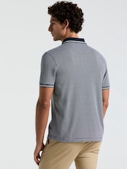 Original Penguin Blue Jacquard 1/4 Zip Tipped 100% Cotton Polo Shirt - Image 2 of 5