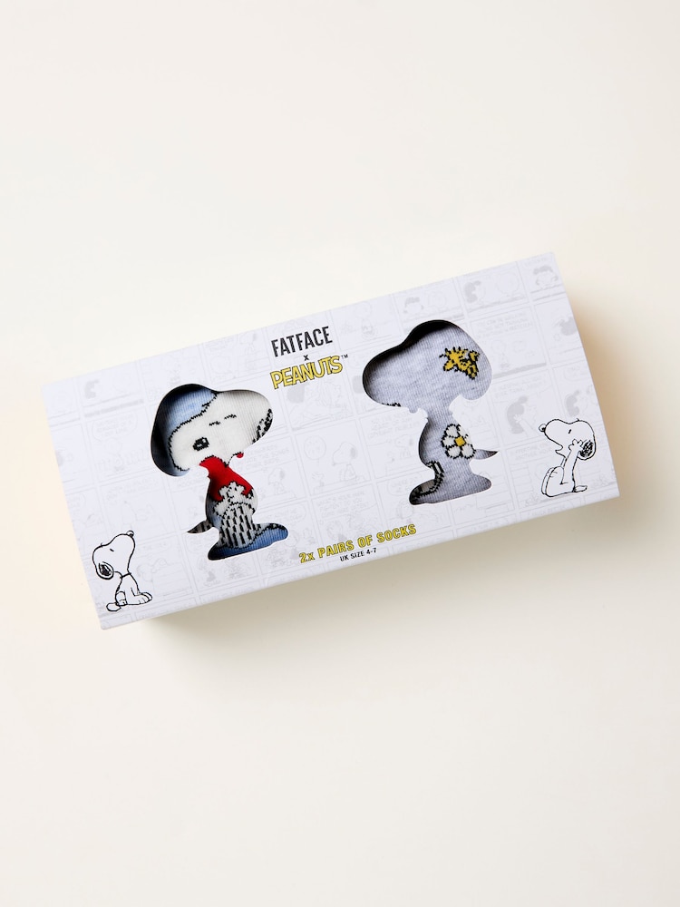 FatFace Multi Two Pack Snoopy Socks in a Box - Image 2 of 2