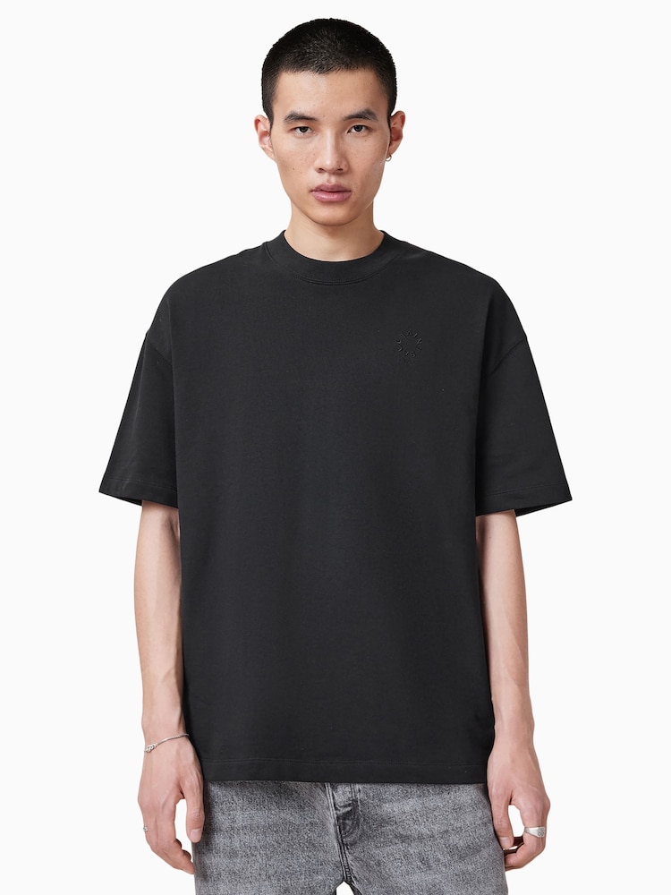 AllSaints Black Haven Short Sleeve Crew T-Shirt - Image 2 of 7