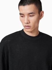 AllSaints Black 100% Organic Cotton Foster Long Sleeve Crew T-Shirt - Image 2 of 7
