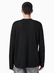 AllSaints Black 100% Organic Cotton Foster Long Sleeve Crew T-Shirt - Image 5 of 7