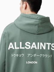 AllSaints Green Underground Over The Head Hoodie - Image 2 of 7