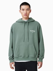 AllSaints Green Underground Over The Head Hoodie - Image 3 of 7